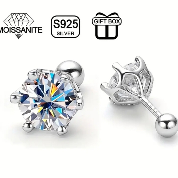 Beautiful Genuine Moissanite Earrings 18k Gold over Sterling Silver ✨️ - Picture 3 of 11